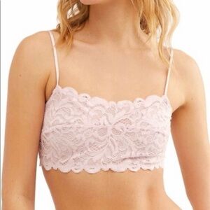 NWT Free People Reese Lace Bralette in Powder Pink